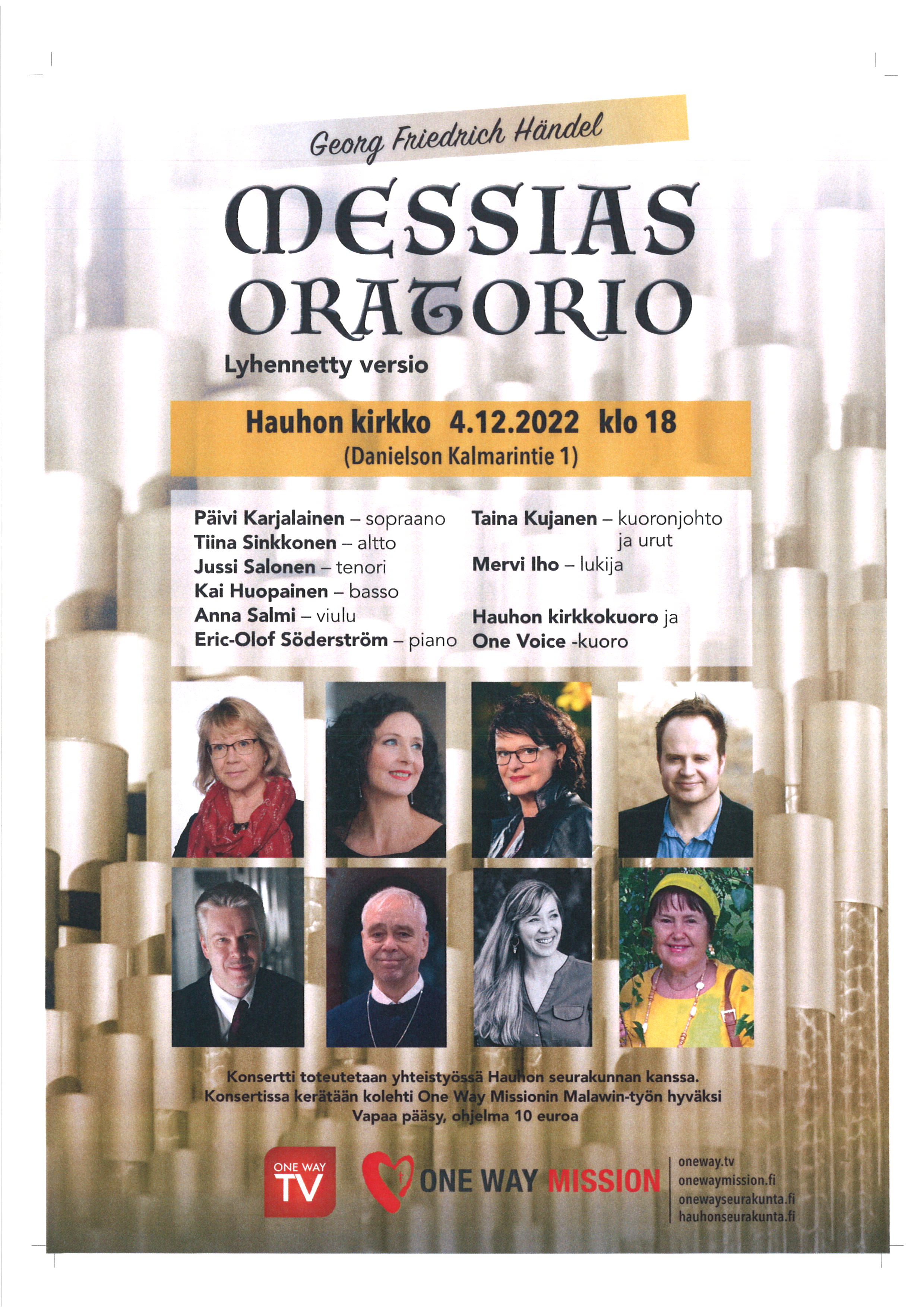 G.F. Händelin Messias-oratorio (lyhennetty versio) Messiasoratorion mainoskuva